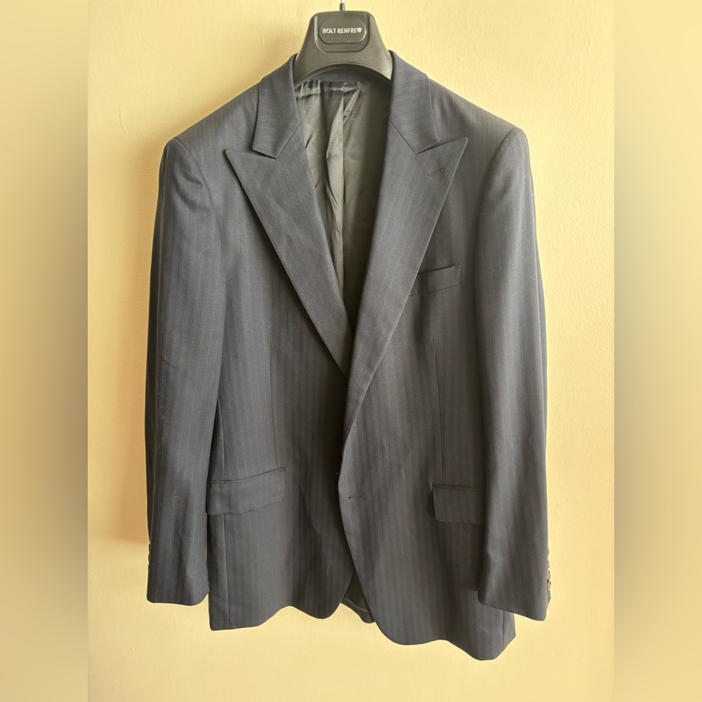 Prada Jacket, 54 R, Dark Blue with Slightly lighter blue lines.